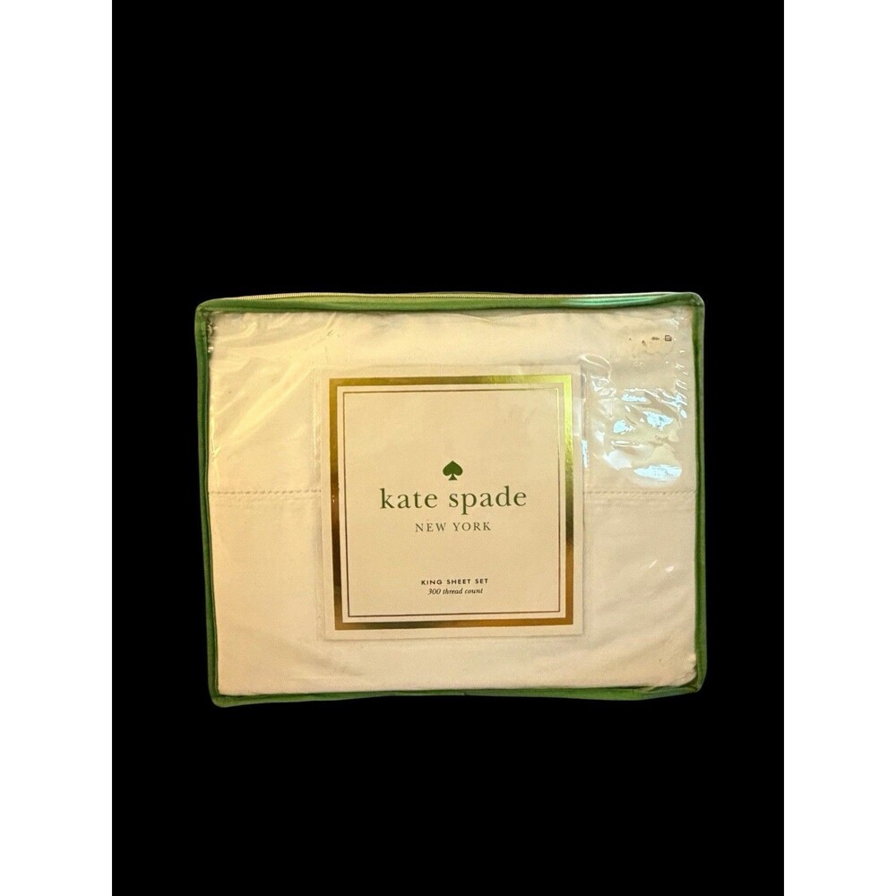 Kate Spade New York King Sheet Set 300 Thread Count White 100% Cotton 4pc New